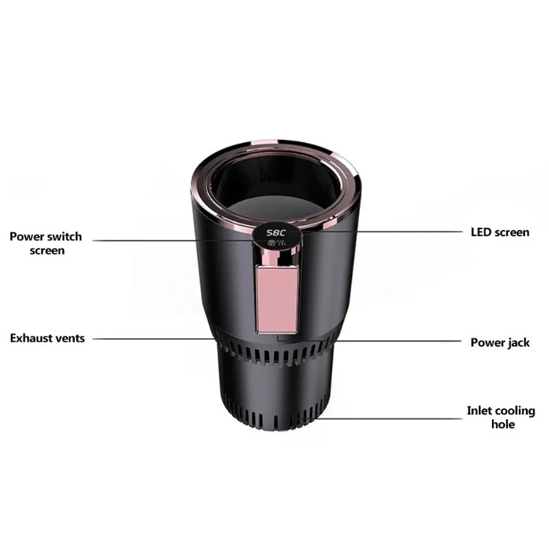 Smart 2-in-1 Car Cup Holder: Heat & Cool with Digital Display